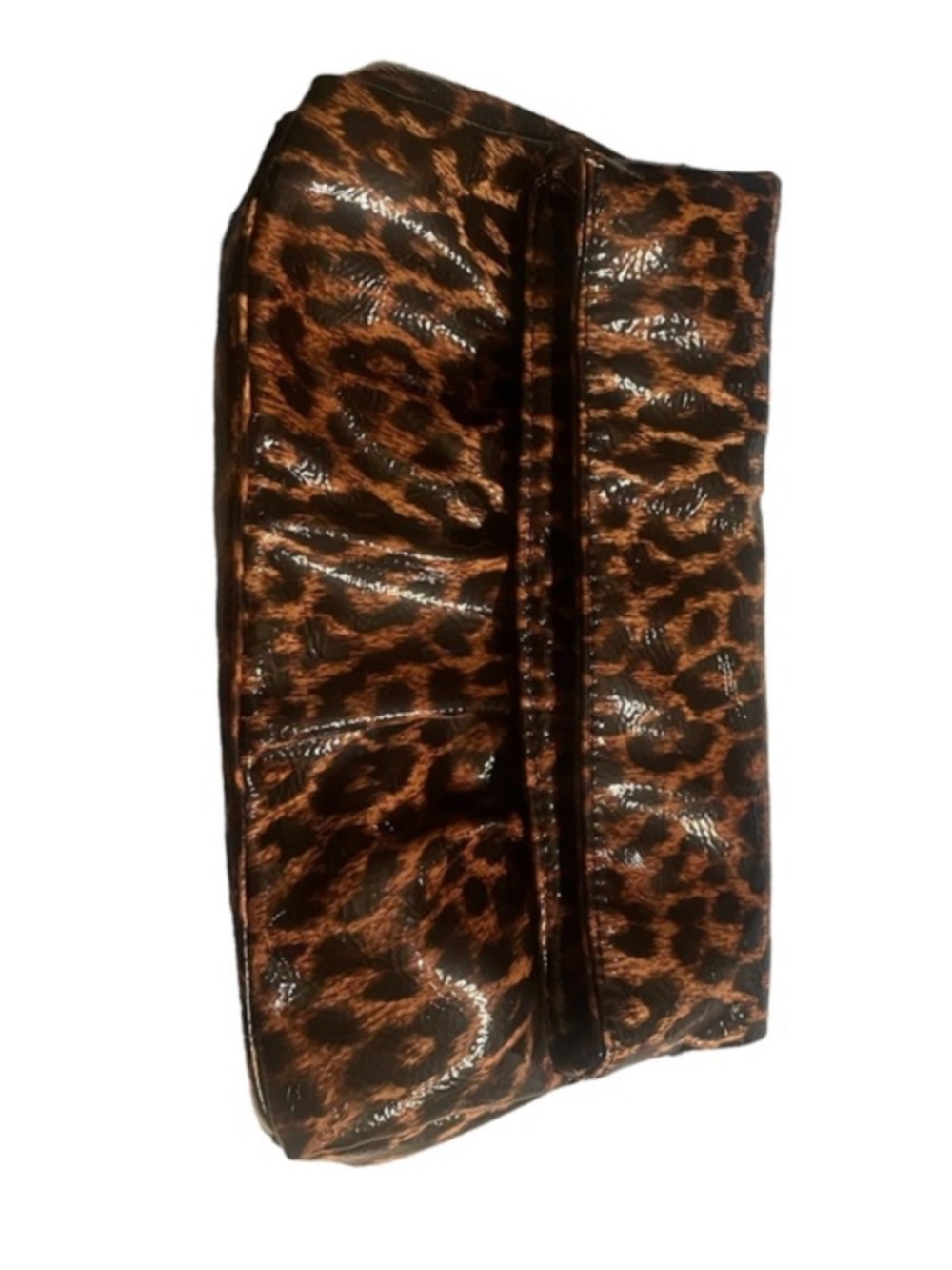 Steve Madden Leopard Print Fold-Over Clutch - Brown/Black - Patent Leather-Like